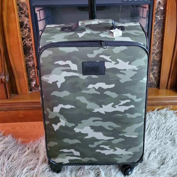 NWT PINK Victoria's Secret Camo Luggage Suitcase - Picture 3 of 4